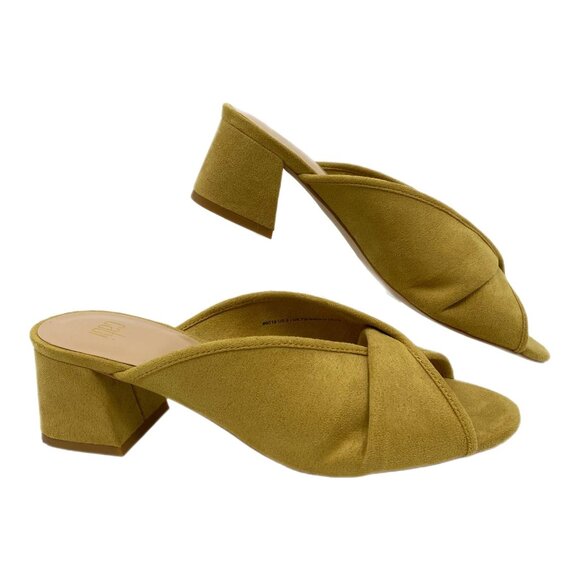 CAbi Green Suede Peep Toe Block Heels | Women’s Size 9 - Picture 1 of 9